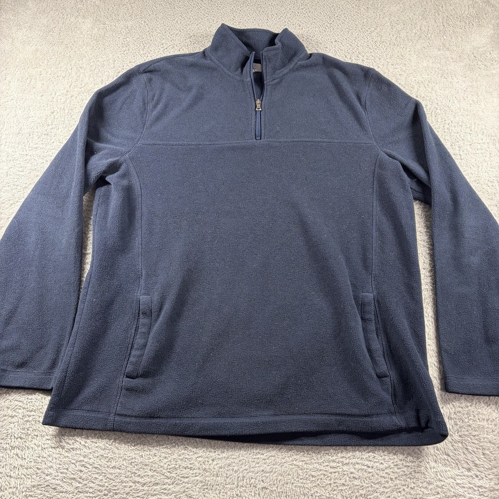Croft & Barrow Fleece Quarter Zip Sweater Mens XL Blue Pockets Lounge Comfort